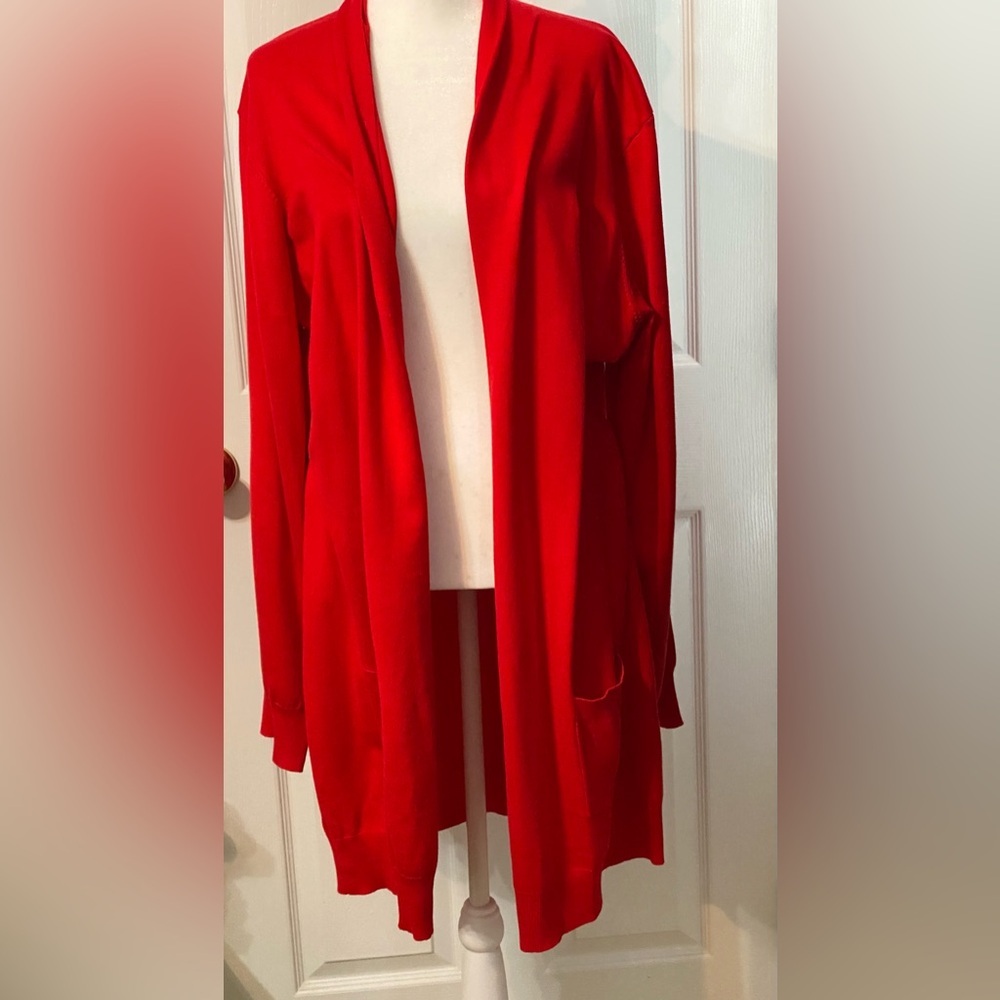 Grace Karin Vibrant Christmas  Red Open Cardigan Size 3XL NWT